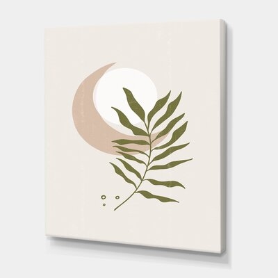Abstract Geometrical Moon With Leaf II - Modern Canvas Wall Art Print-FDP35908 - Image 0