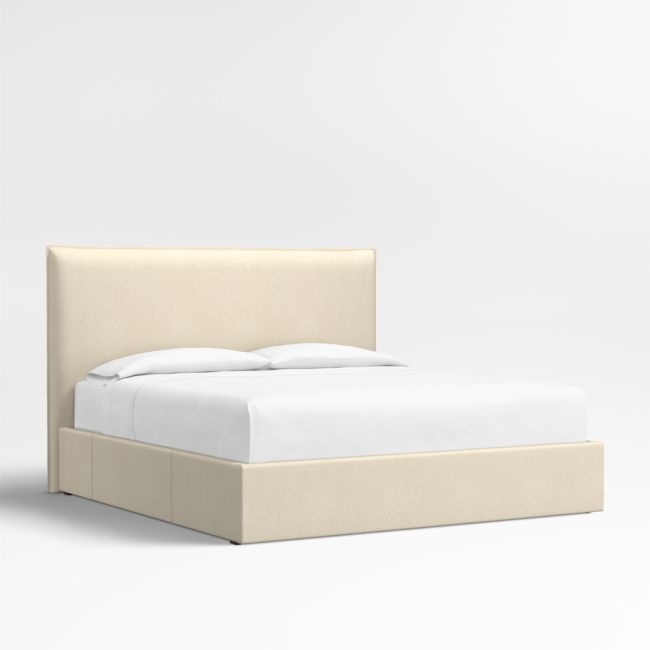 Arvada 54" Ivory Upholstered King Headboard with Storage Bed Base - Image 0