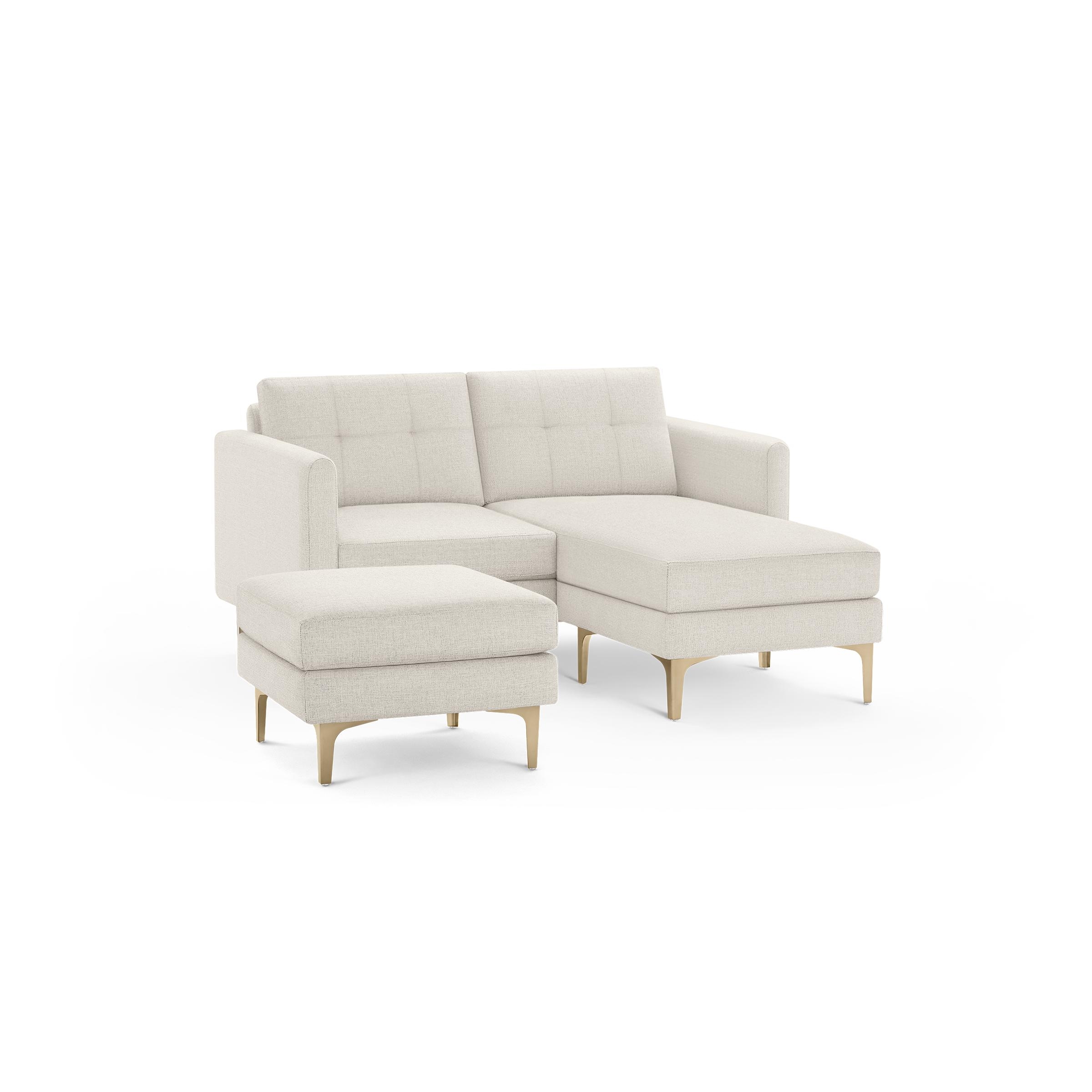 Nomad Loveseat with Chaise, Ottoman in Ivory - Image 0