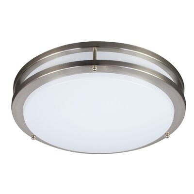LED 14" Round Double Ring Flushmount Brushed Nickle 3CCT 3Wattages Selectable Wet Location - Image 0