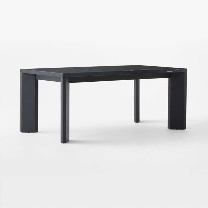 Sydney 72'' Rectangular Black Marble Dining Table with Black Steel Legs - Image 2