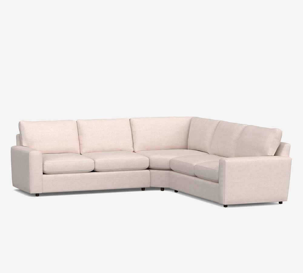 Pearce Modern Square Arm Upholstered 3-Piece L-Shaped Wedge Sectional, Down Blend Wrapped Cushions, Performance Boucle Oatmeal - Image 0