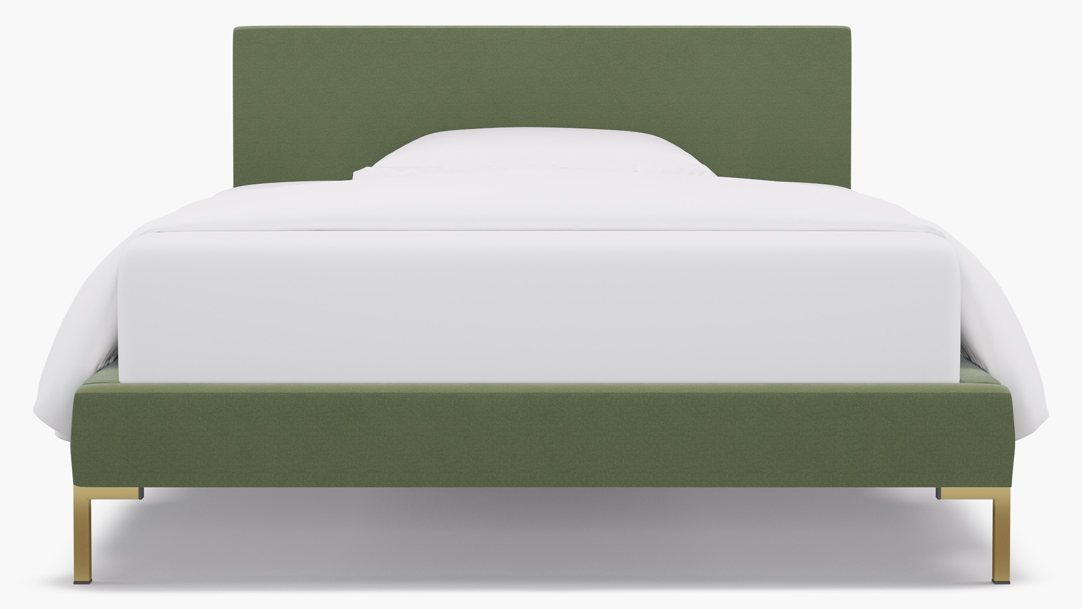 Modern Platform Bed, Vert Classic Velvet, Brass, Full - Image 0