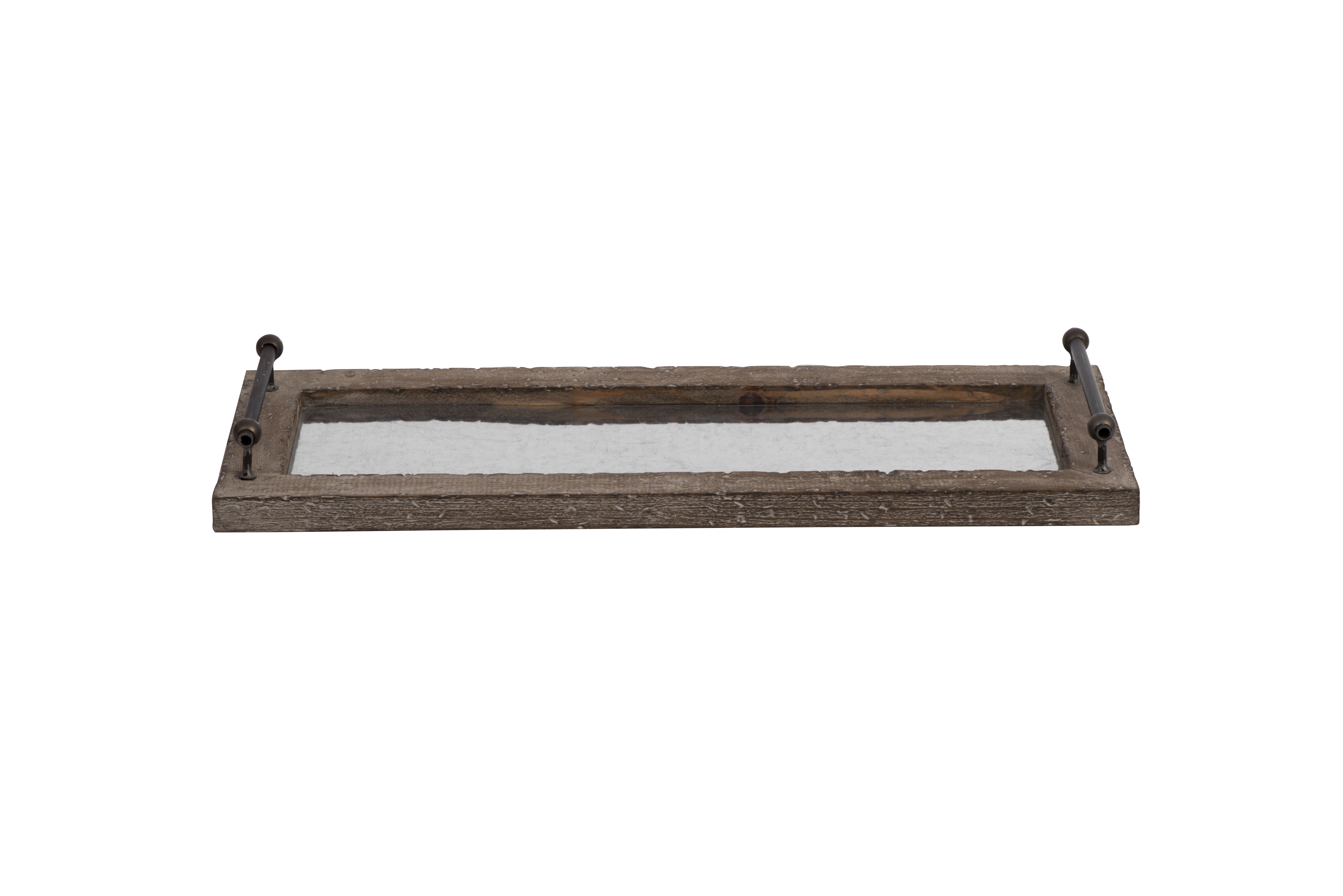 Decorative Wood & Metal Tray with Handles - Image 0
