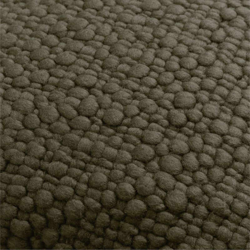 Chunky Woven Wool Fringe 23"x23" Burnt Green Throw Pillow with Feather Insert - Image 1