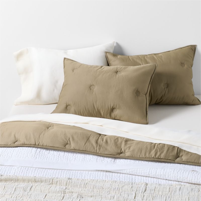 Organic Cotton Voile Garden Green Standard Bed Pillow Sham - Image 1