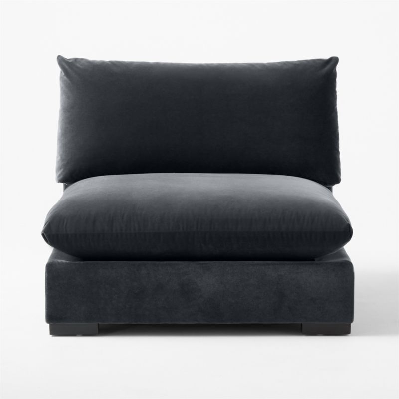 Deseo Charcoal Grey Performance Velvet Deep Depth Armless Chair - Image 1