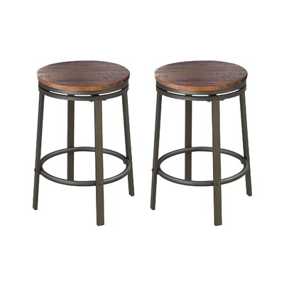 Tunnell Swivel Solid Wood 24.2" Counter Stool (Set of 2) - Image 0