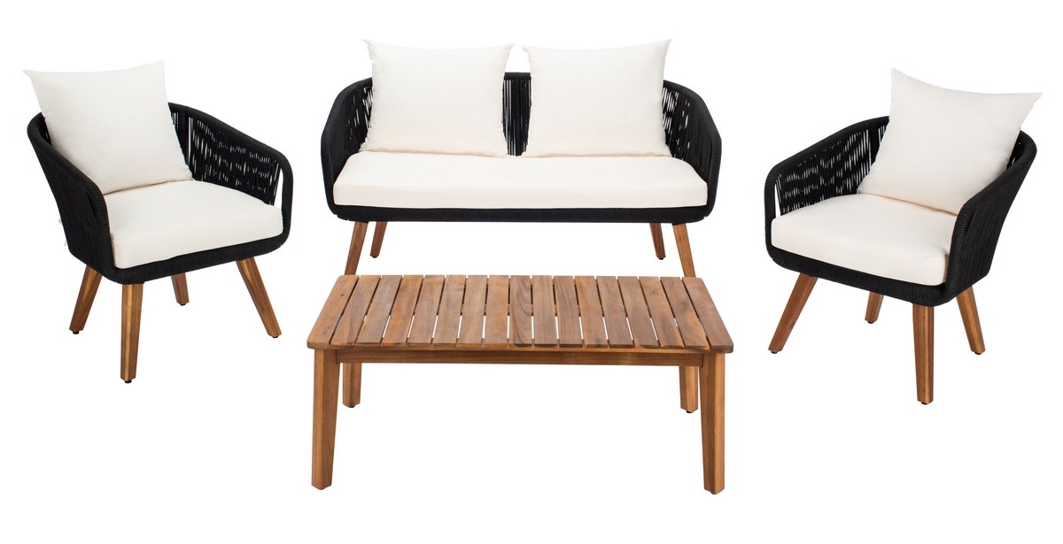 Prester 4 Pc Living Set - Black/Beige - Safavieh - Image 0