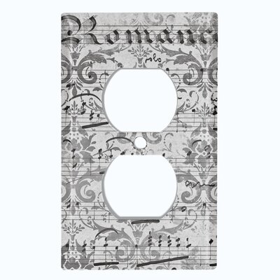 Metal Crosshatch Light Switch Plate Outlet Cover (Music Note Wallpaper Red  - Single Duplex) - Image 0