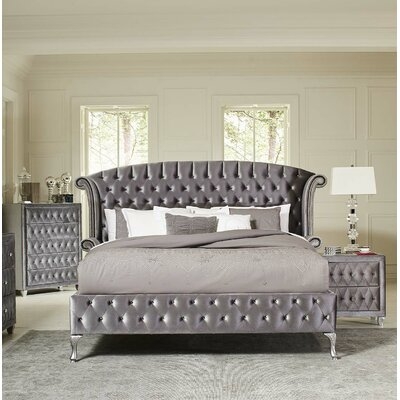 Deanna Tufted Upholstered Panel Bed - Image 0