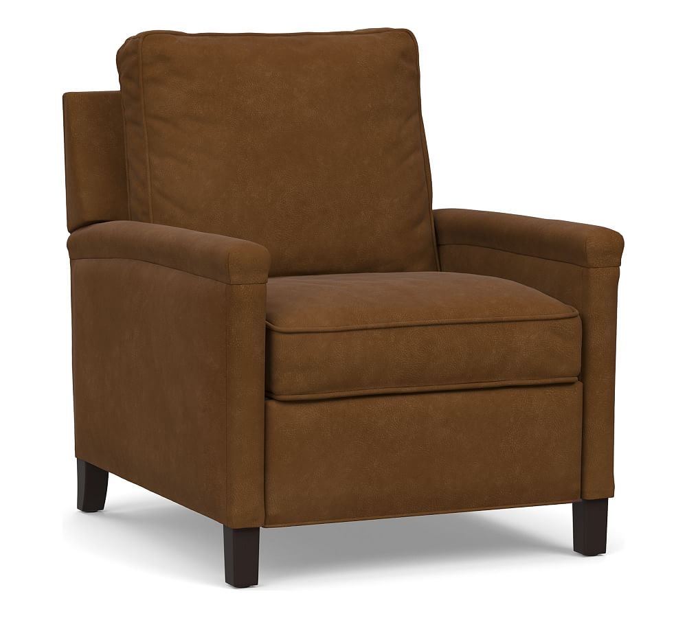 Tyler Square Arm Leather Power Recliner without Nailheads, Down Blend Wrapped Cushions, Aviator Umber - Image 0