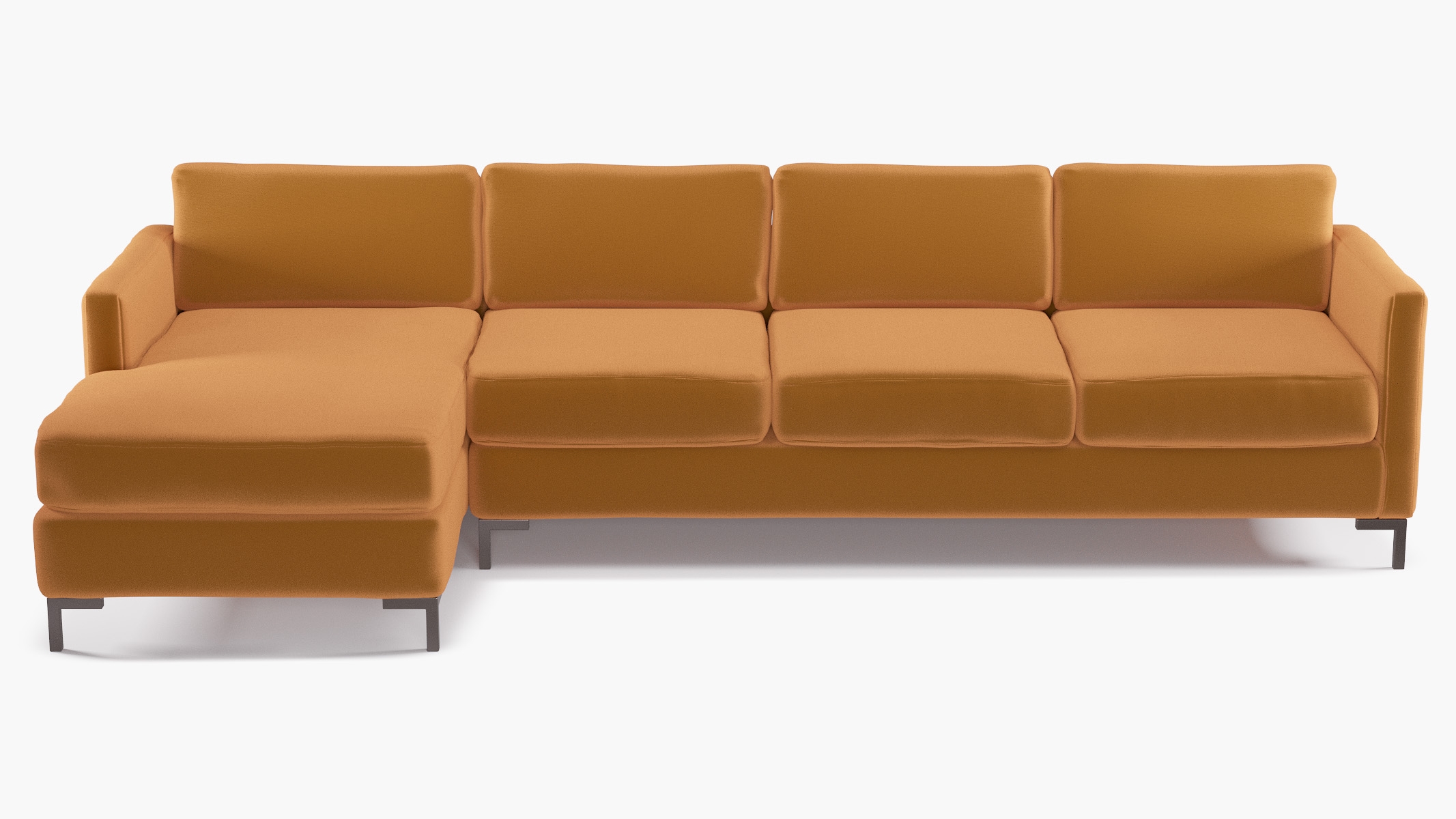 Modern Sectional, Left Facing, Marigold Performance Velvet, Bronze L Leg - Image 0
