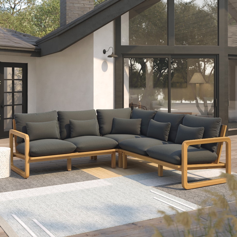 Laholm 94" Outdoor Corner Sectional - Dravite Black - Image 0