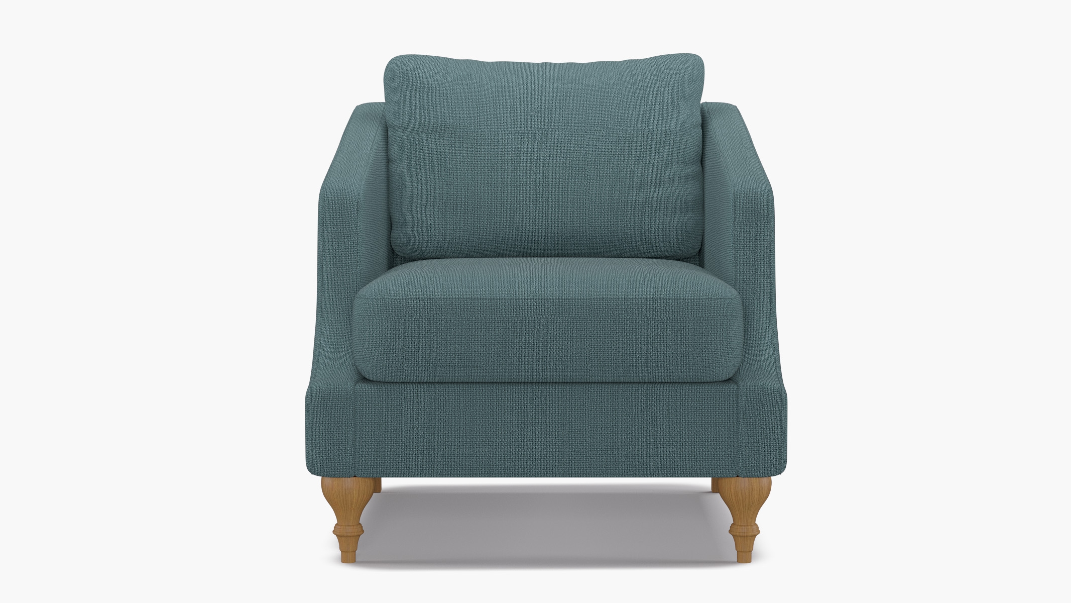 Slope Arm Chair, Seaglass Everyday Linen, Natural Turned Wood Leg - Image 0