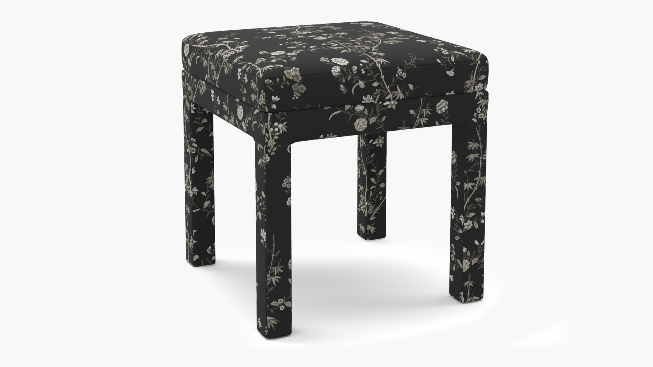 Parsons Ottoman, Black Bamboo Garden - Image 1