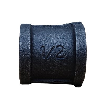 1/2" Black Pipe Coupler Straight Connector Cast Iron Connector Industrial Steel Grey Fits Standard Half Inch Black Threaded Pipes Nipples And - Image 0