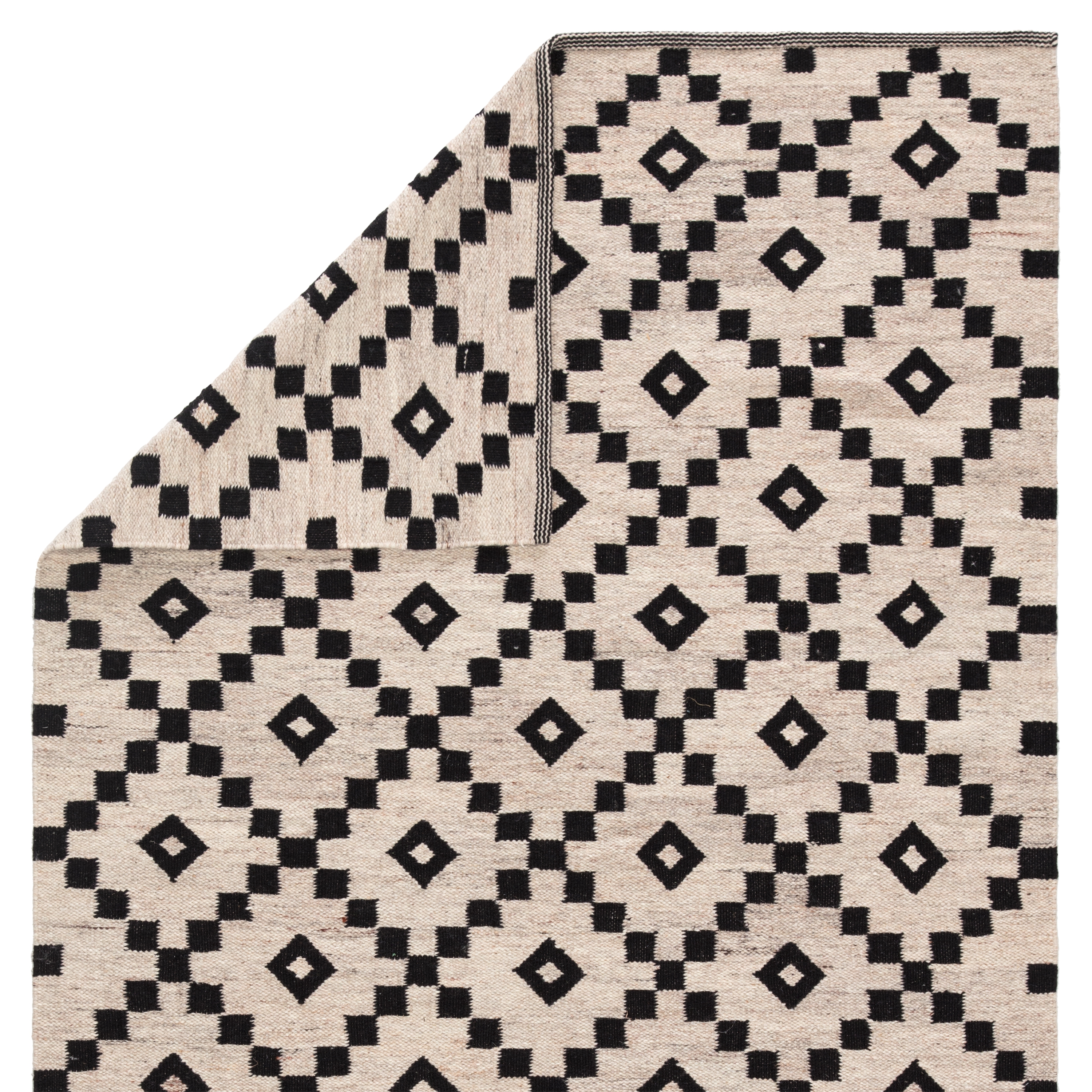 Croix Handmade Geometric Runner Rug, Black & White, 2'6" x 8' - Image 2