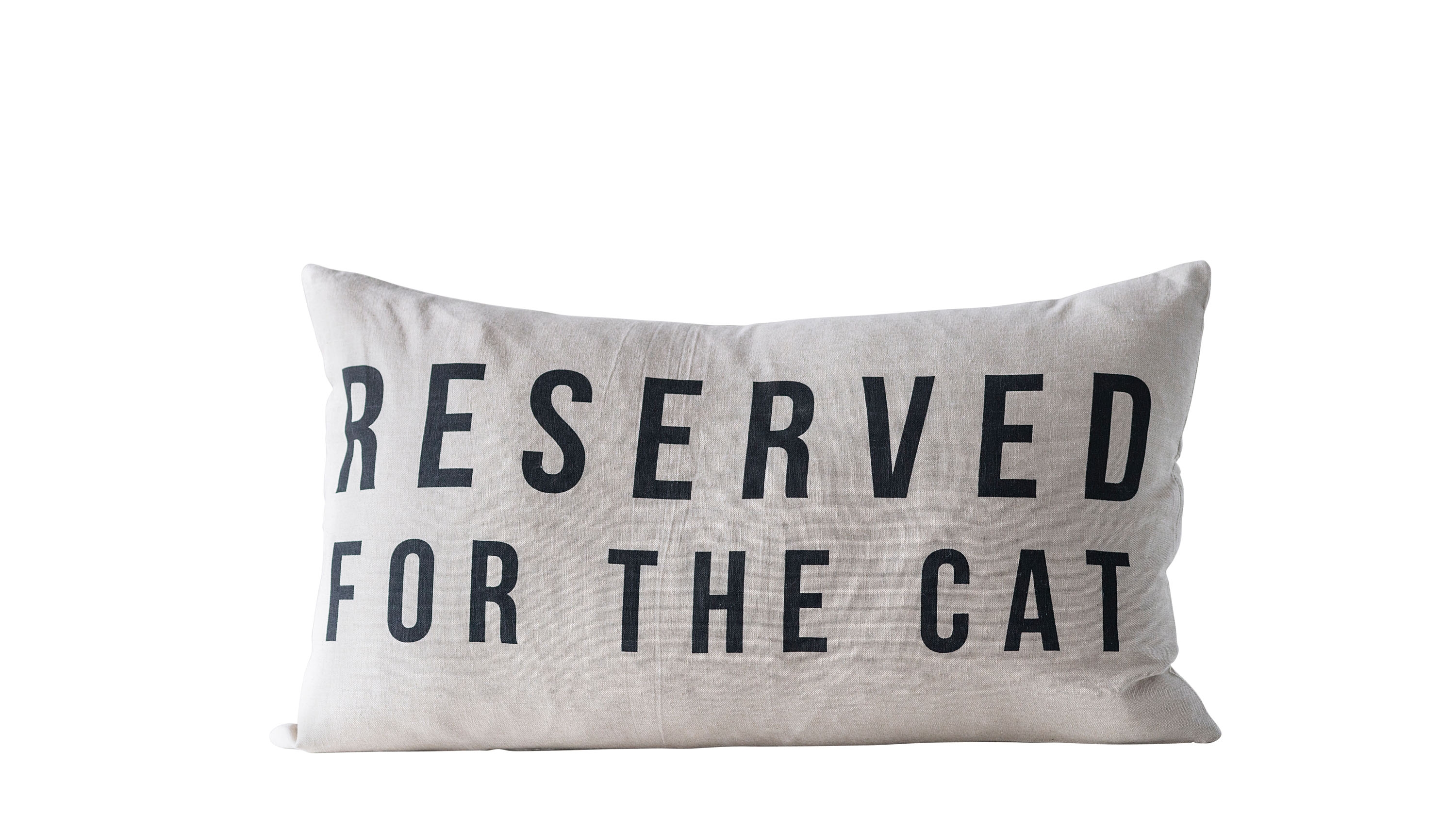 "Reserved for the Cat" Cotton Pillow - Image 0