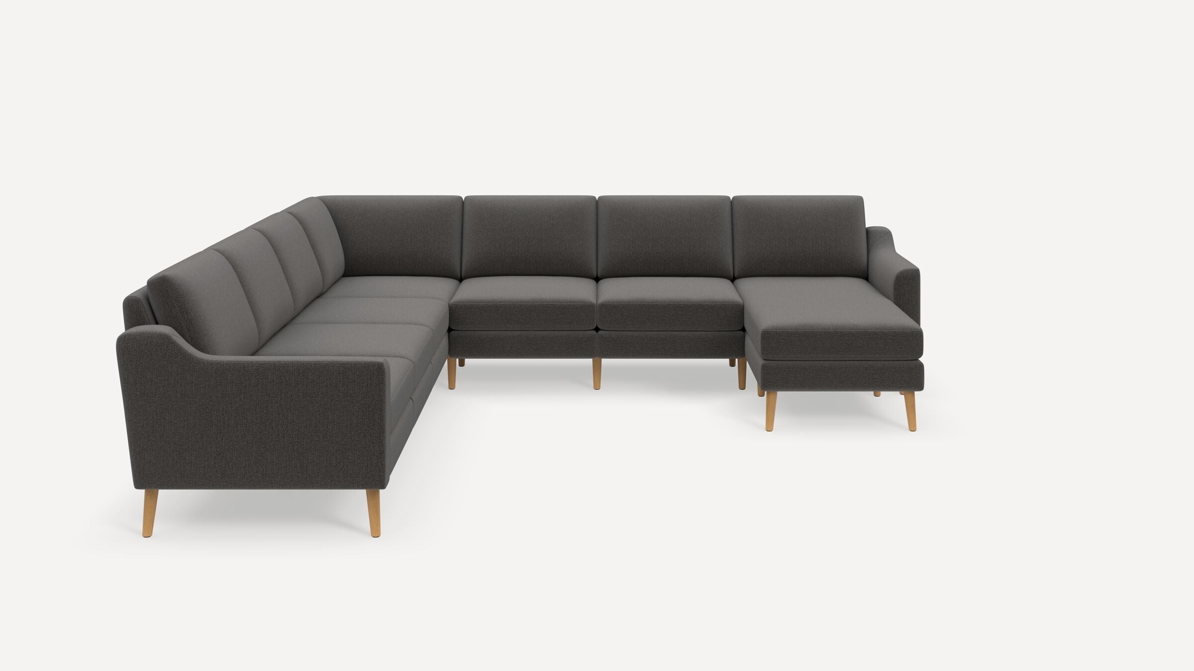 Nomad 7-Seat Corner Sectional with Chaise - Heather Charcoal - Performance Chenille / Oak - Wood / Slope - Image 0