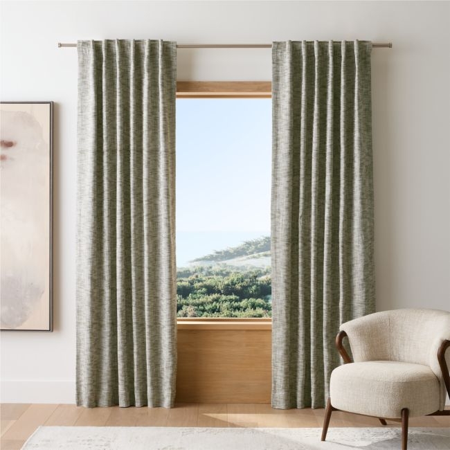 EUROPEAN FLAX ™-Certified Textured Linen Burnt Green Blackout Window Curtain Panel 48"x120" - Image 0