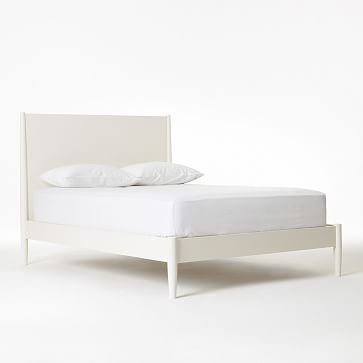 Mid Century Bed, King, White - Image 0