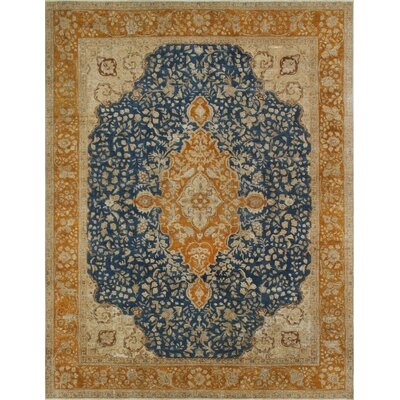 One-of-a-Kind Curragh Hand-Knotted Blue/Orange 9'4" x 12'2" Wool Area Rug - Image 0