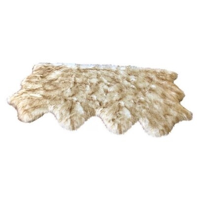 Union Rustic Select Genuine Sheepskin Pelt Plush Brown/White Shag Small Area Rug - Image 0