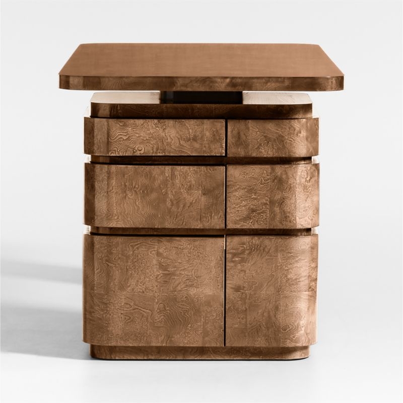 Greye 60" Burl Wood Desk with Swivel Drawers - Image 4