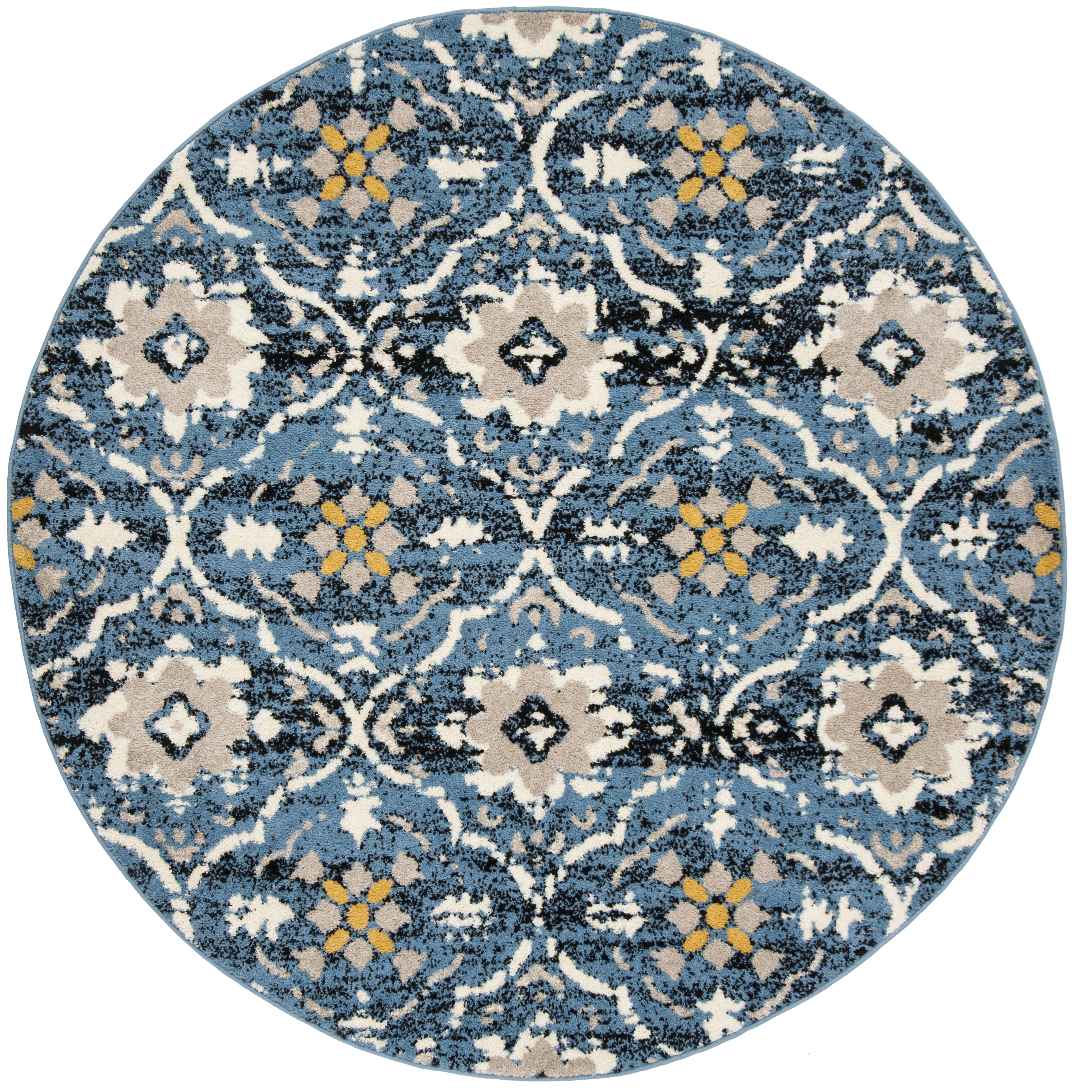 Arlo Home Woven Area Rug, AMS113M, Blue/Cream,  6' 7" X 6' 7" Round - Image 0