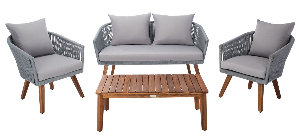 Indoor-Outdoor Velso 4 Pc Living Set - Grey/Grey - Safavieh - Image 0