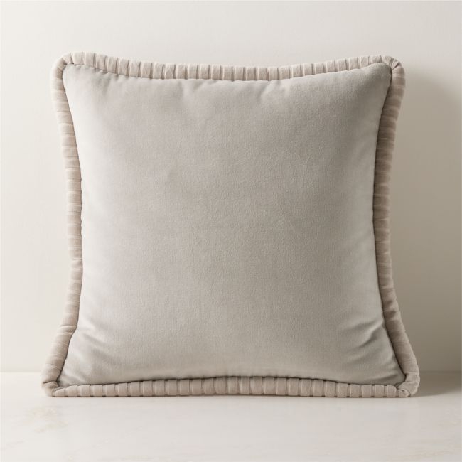 Brye Grey Velvet Throw Pillow with Feather-Down Insert 20"x20" - Image 0