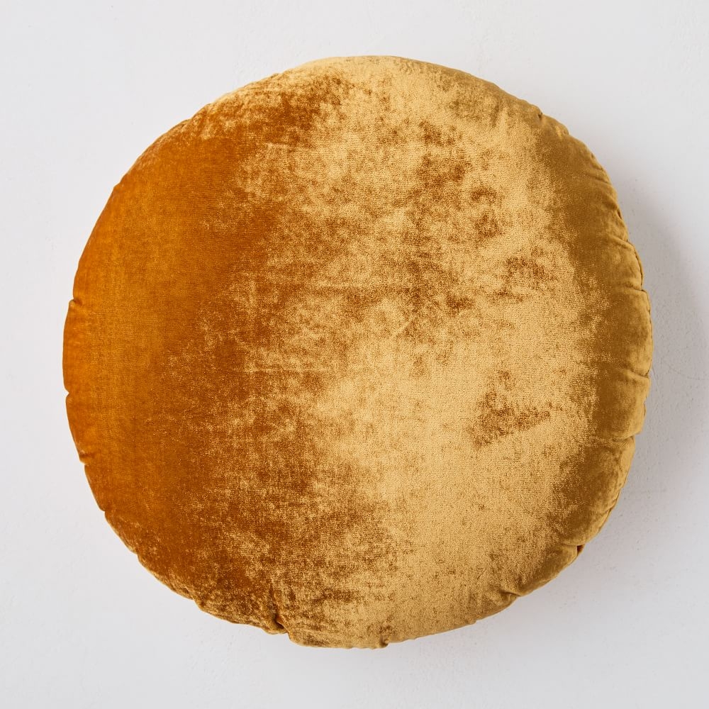 Round Lush Velvet Pillow, Golden Oak/Individual - Image 0