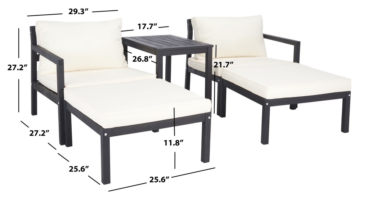 Pratia 5 Pc Outdoor Set - Dark Slate Gray/Beige - Safavieh - Image 9
