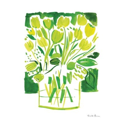 Lemon Green Tulips I by Farida Zaman - Painting Print on Canvas - Image 0