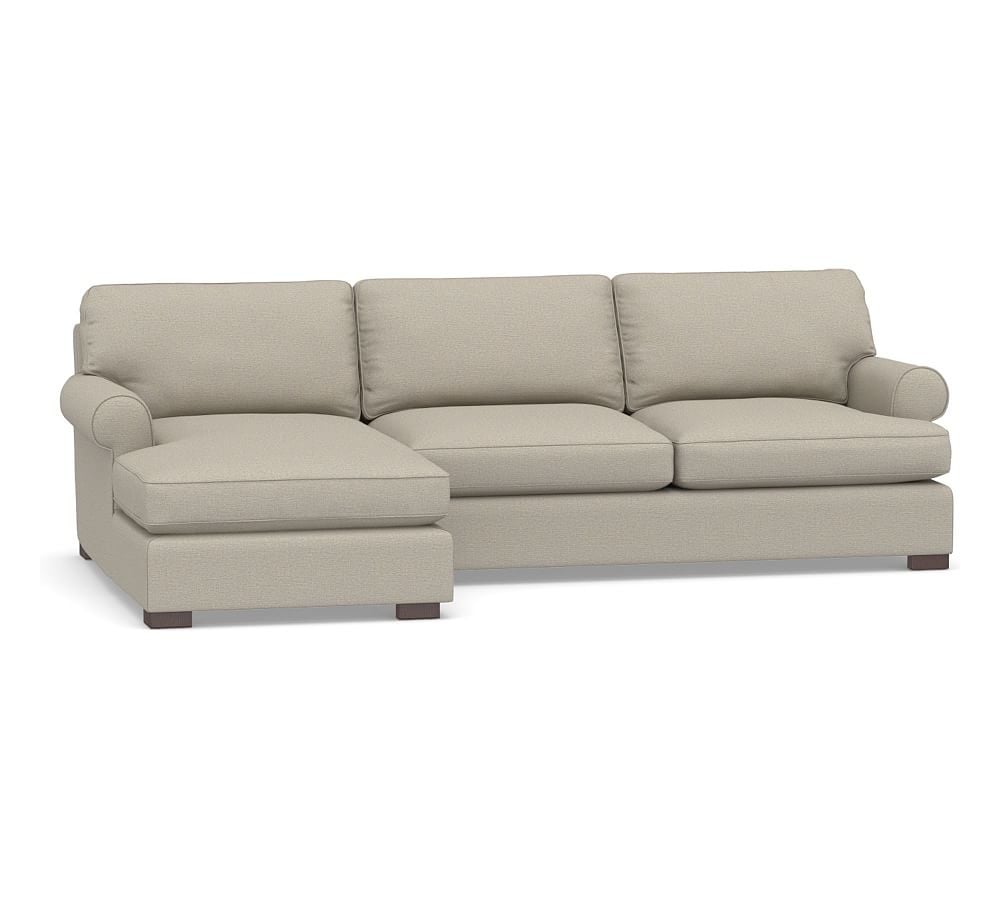 Townsend Roll Arm Upholstered Right Arm Sofa with Chaise Sectional, Polyester Wrapped Cushions, Performance Boucle Fog - Image 0