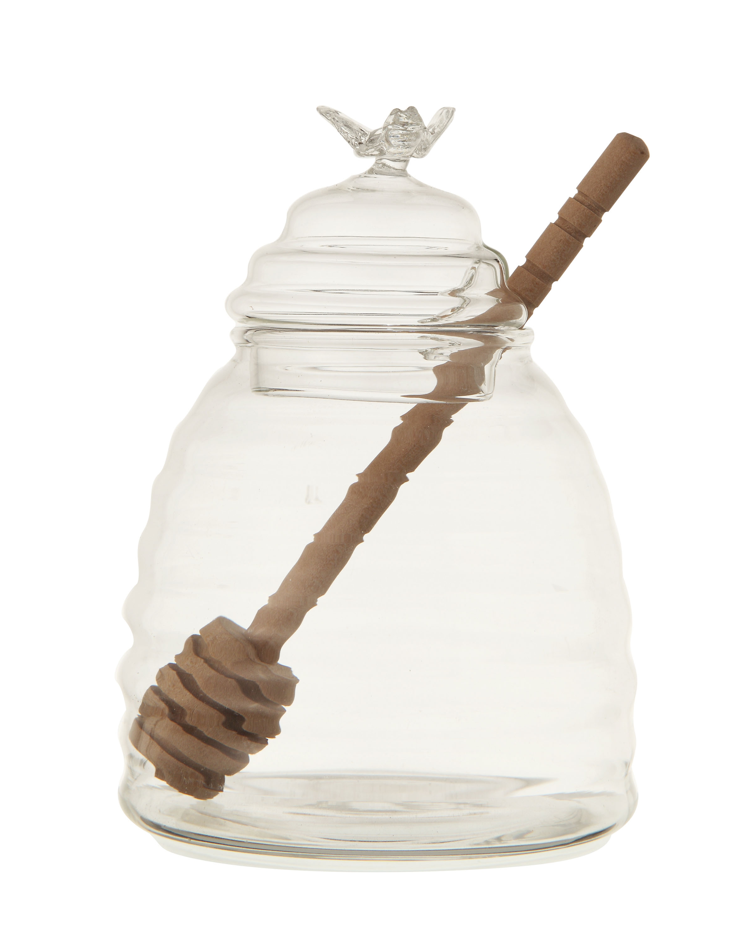 Clear Honey Pot with Lid & Bamboo Dipper - Image 0