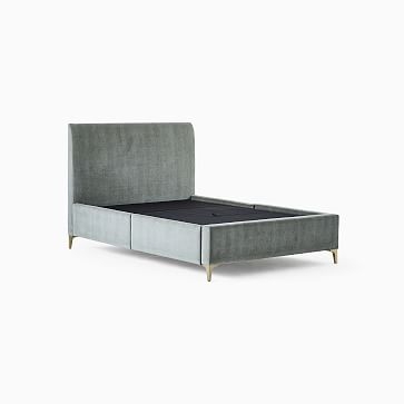 Andes Tall Storage Bed, Queen, Performance Velvet, Ink Blue, Dark Pewter - Image 4