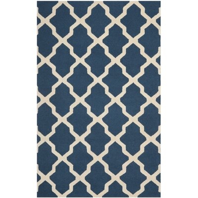 Whitchurch Lattice Geometric Wool Navy Blue/Ivory Area Rug - Image 0