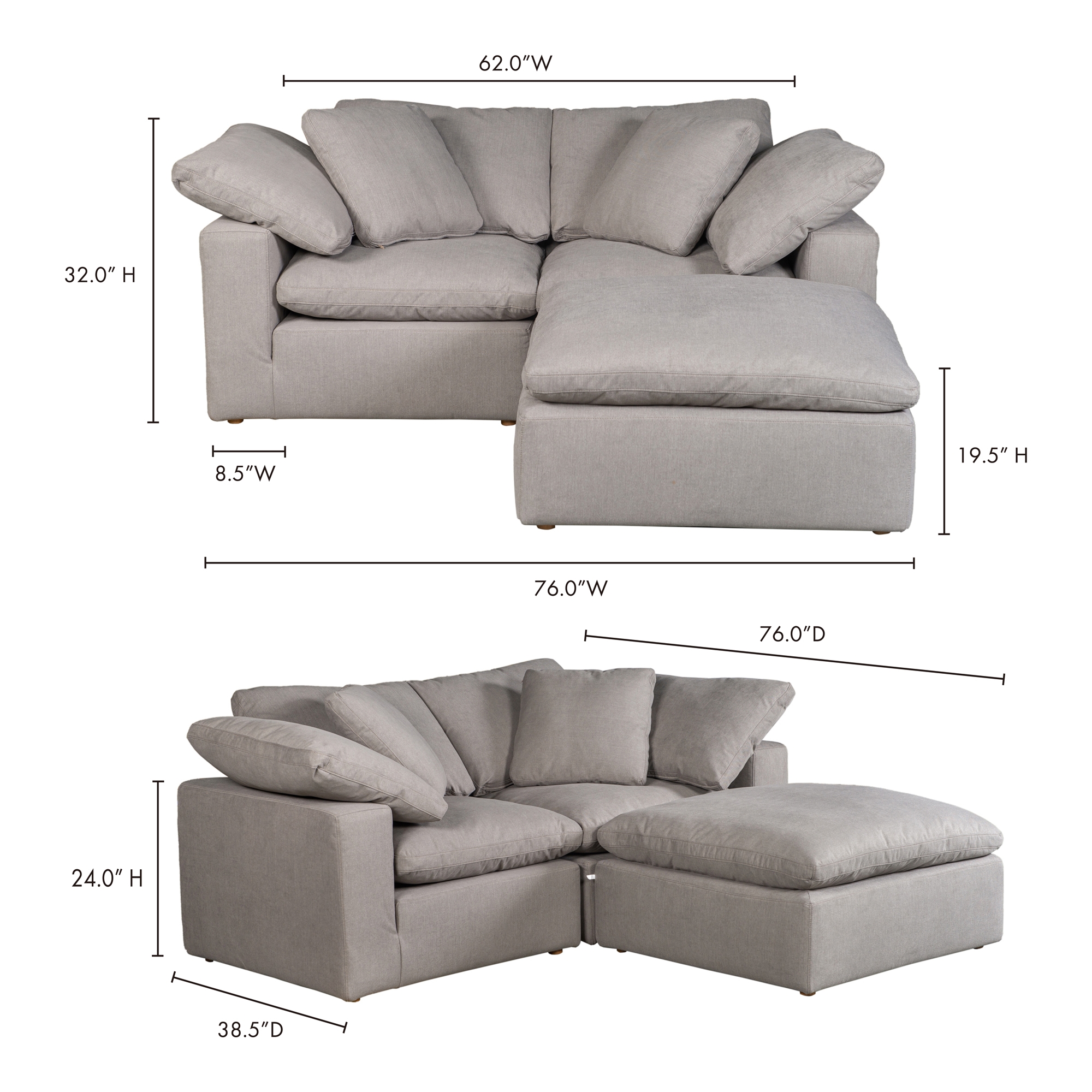Terra Condo Nook Modular Sectional Light Grey - Image 4