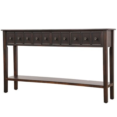 Rustic Entryway Console Table, 60" Long Sofa Table With Two Different Size Drawers And Bottom Shelf For Storage (Black) - Image 0