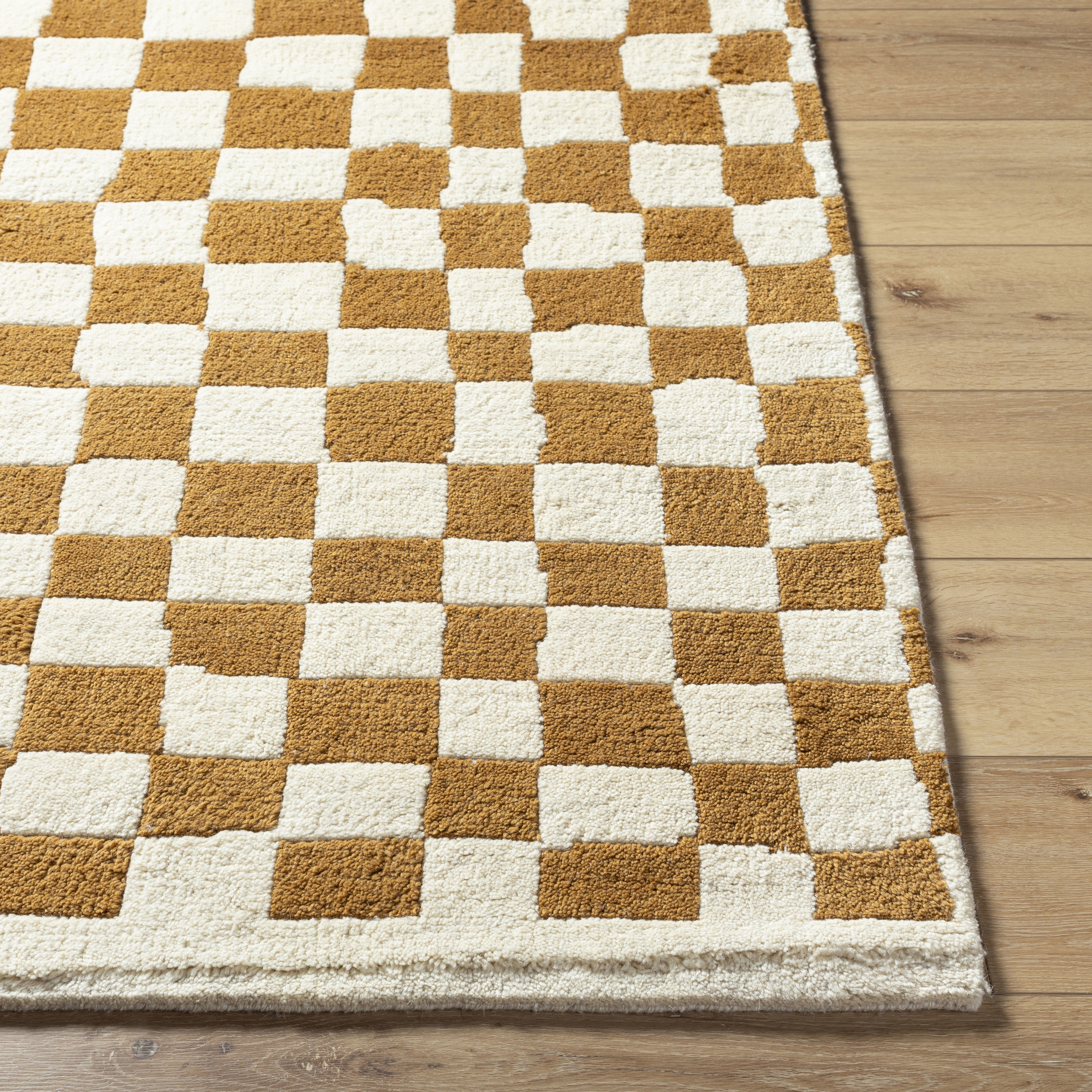 Damier Beige Indoor 6' x 9' Handmade Rug - Image 2