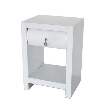 26 Inch Wood And Glass Chest With 1 Drawer, White - Image 0