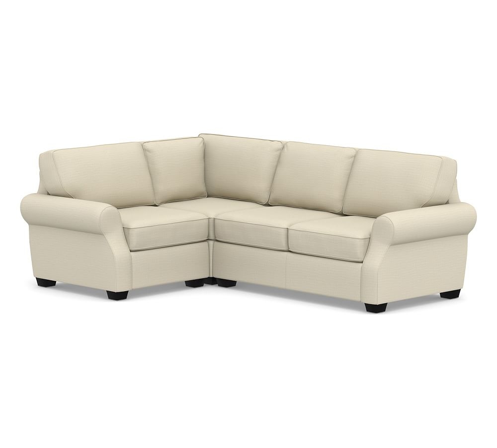 SoMa Fremont Roll Arm Upholstered Right Arm 3-Piece Corner Sectional, Polyester Wrapped Cushions, Premium Performance Basketweave Oatmeal - Image 0