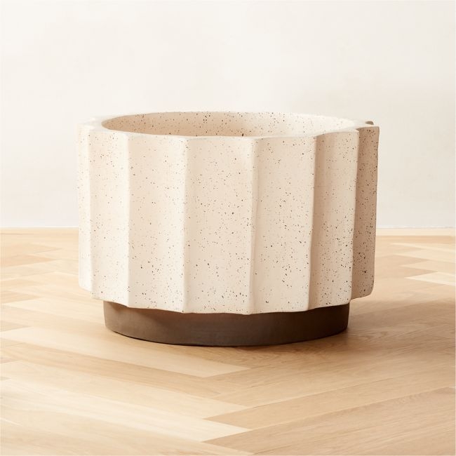 Scallop White Clay Indoor/Outdoor Planter Medium - Image 0