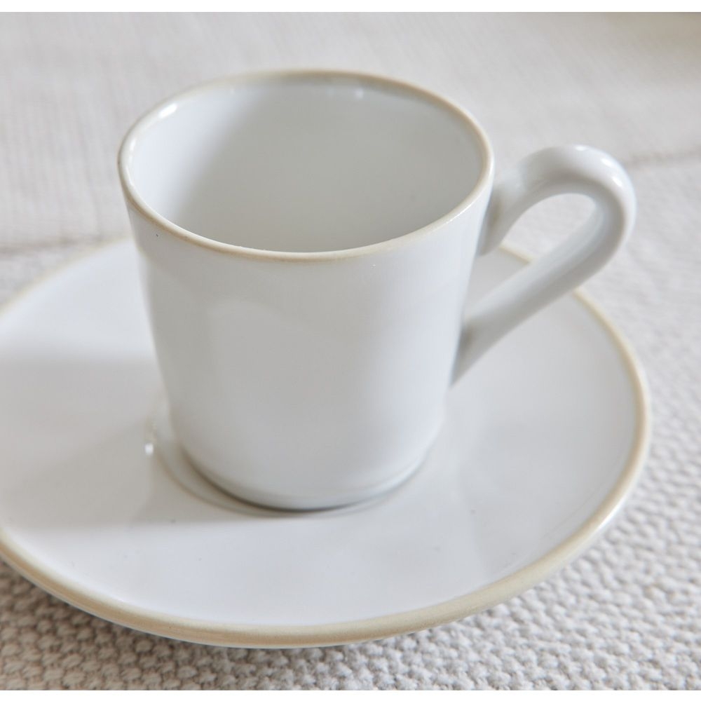 Astoria Coffee Cup & Saucer, Set of 4, White & Cream - Image 1