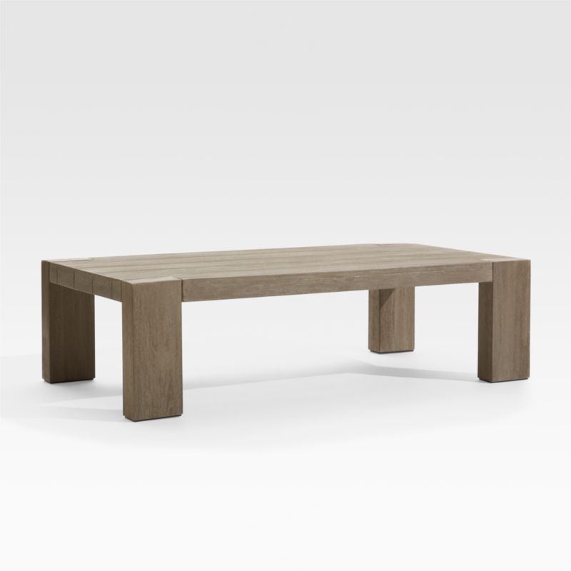Ashore Grey Solid Mahogany Wood Outdoor Coffee Table - Image 1
