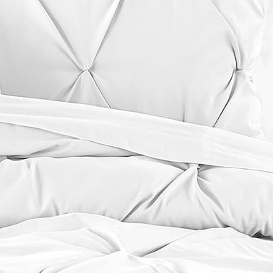 Microfiber Pintuck Comforter, Full/Queen, White - Image 1
