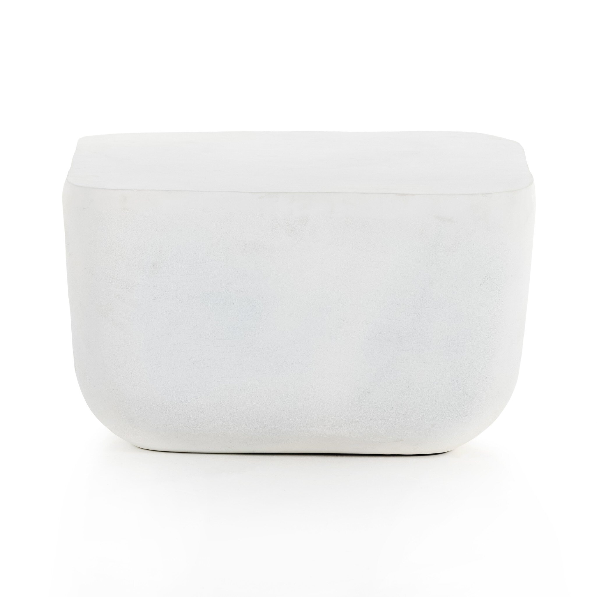 Basil Square Outdoor End Table - Matte White Cast Aluminum - Image 2