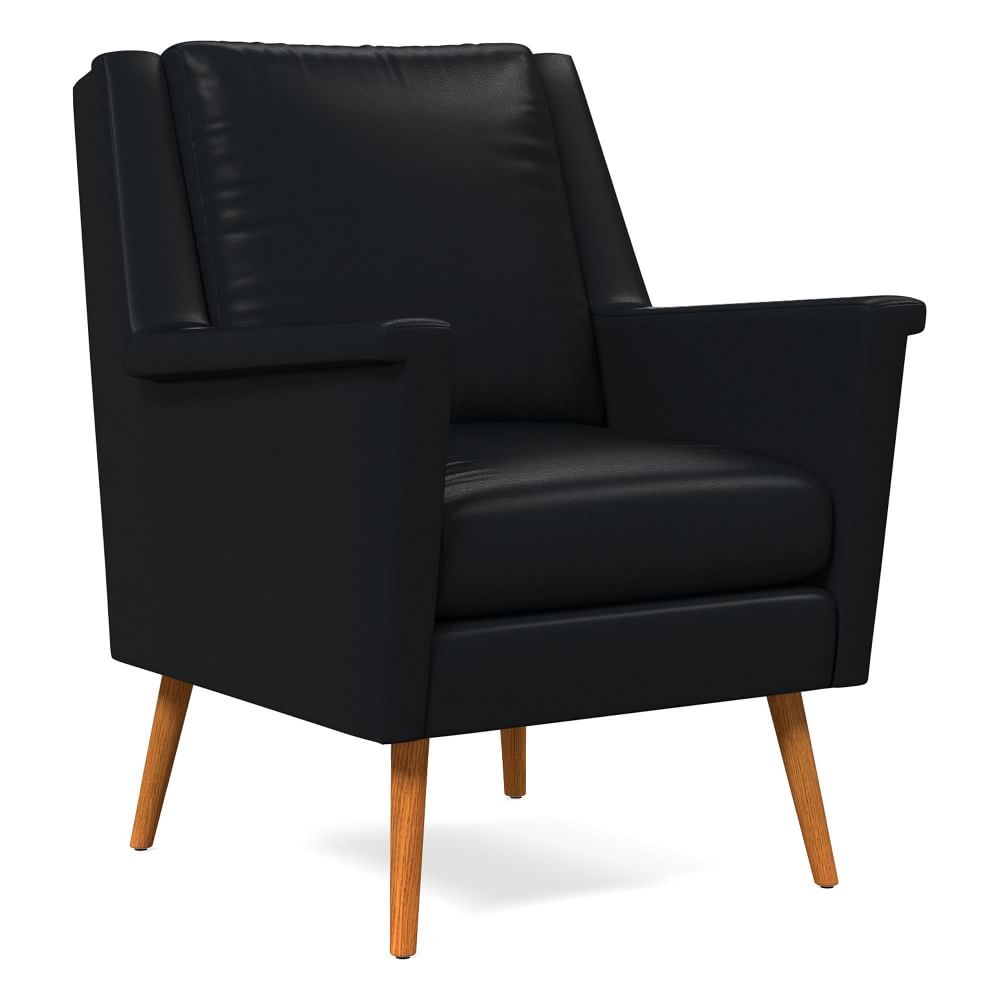 Carlo Midcentury Chair, Poly, Sierra Leather, Licorice, Pecan - Image 0